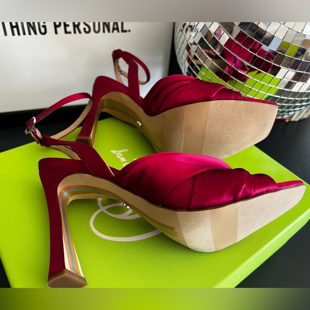 Sam Edelman Raspberry Satin Heels - Picture 9 of 10